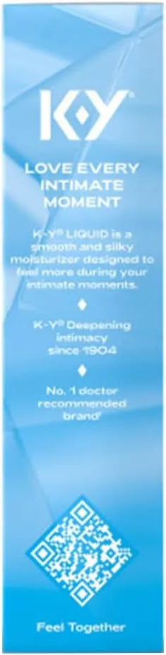 K-Y Liquid Lube, Water-Based Personal Lubricant for Men, Women & Couples, Safe for Anal Use, Safe to Use with Latex Condoms, Body-Friendly Formula, 2.4 FL OZ