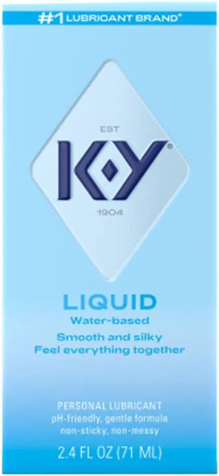 K-Y Liquid Lube, Water-Based Personal Lubricant for Men, Women & Couples, Safe for Anal Use, Safe to Use with Latex Condoms, Body-Friendly Formula, 2.4 FL OZ