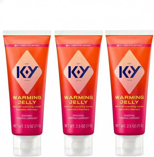 K-Y Warming Jelly Glycerin Based Formula 2.5 Fl Oz. Sensorial Personal Lubricant for Men, Women and Couples & Safe to Use with Latex Condoms (3 Pack)