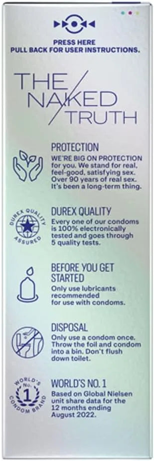 Durex Air Condoms, Extra Thin, Transparent Natural Rubber Latex Condoms for Men, Regular Fit, 24 Count