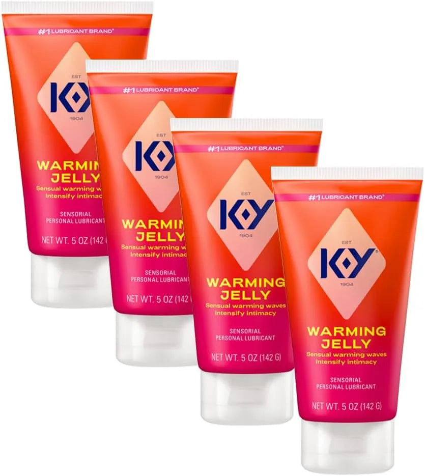 K-Y Warming Jelly Glycerin Based Formula 5 Fl Oz. Sensorial Personal Lubricant for Men, Women and Couples & Safe to Use with Latex Condoms (4-Pack)