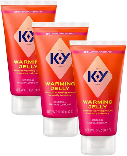 K-Y Warming Jelly Glycerin Based Formula 5 Fl Oz. Sensorial Personal Lubricant for Men, Women and Couples & Safe to Use with Latex Condoms (3-Pack)