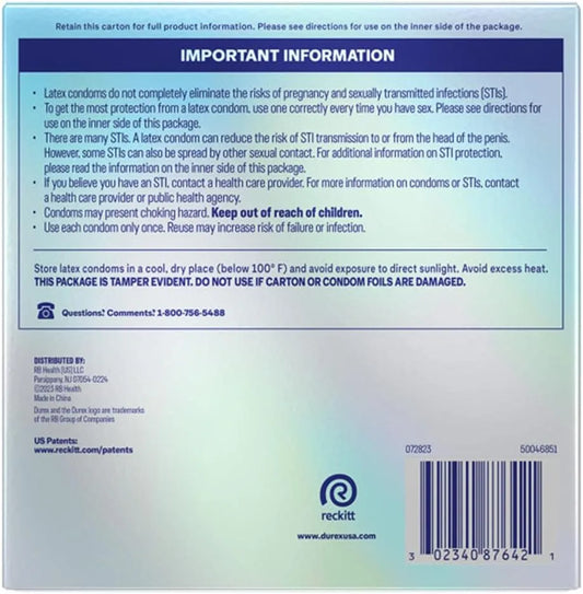 Durex Air Condoms, Extra Thin, Transparent Natural Rubber Latex Condoms for Men, Regular Fit, 24 Count