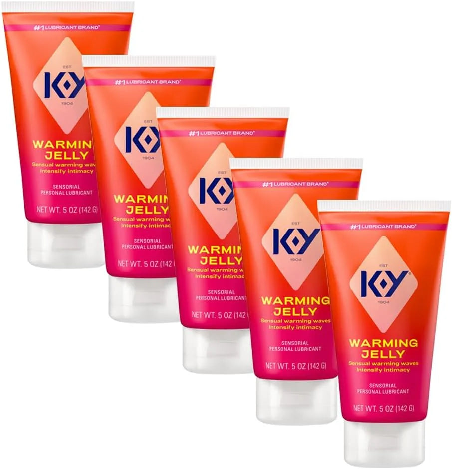 K-Y Warming Jelly Glycerin Based Formula 5 Fl Oz. Sensorial Personal Lubricant for Men, Women and Couples & Safe to Use with Latex Condoms (5-Pack)