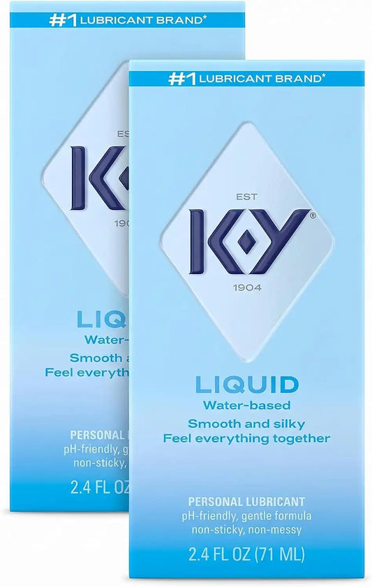 K-Y Water Based Lube Liquid 2.4 fl oz Adult Toy Friendly Personal Lubricant for Couples, Men, Women, Massage Pleasure Enhancer, Vaginal Moisturizer, pH Balanced, Paraben Free, Latex Condom Compatible