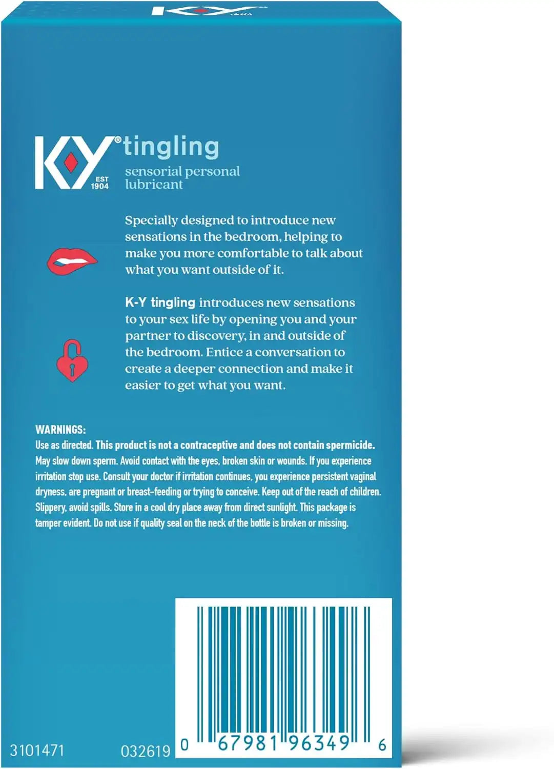 K-Y Tingling Sensorial Personal Lubricant, Blue, 1.69 Fl Oz, 96349