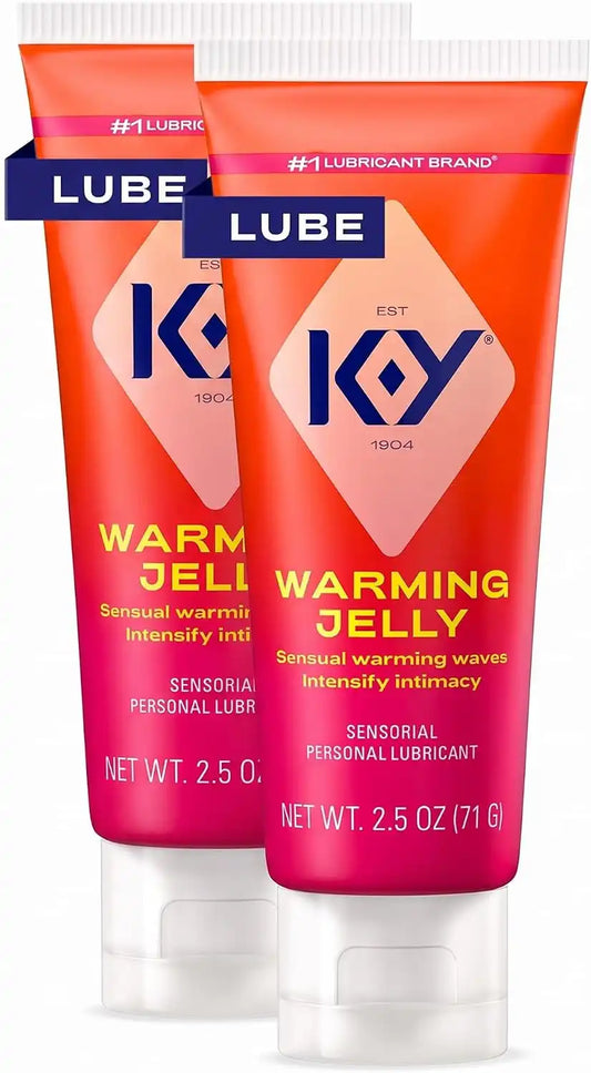 K-Y Personal Lubricant, Glycol Based, Jelly | Warming Sensation | Latex Condom Compatible | For Couples | 2.5 oz, Pack of 2