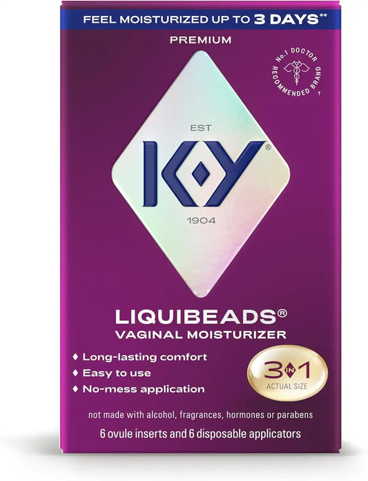 K-Y Liquibeads Vaginal Moisturier, 6 Vaginal Suppositories with Applicators