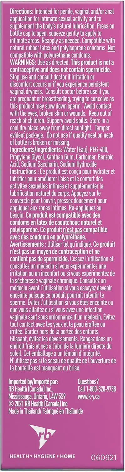 K-Y Water Based Lube Liquid 2.4 fl oz Adult Toy Friendly Personal Lubricant for Couples, Men, Women, Massage Pleasure Enhancer, Vaginal Moisturizer, pH Balanced, Paraben Free, Latex Condom Compatible