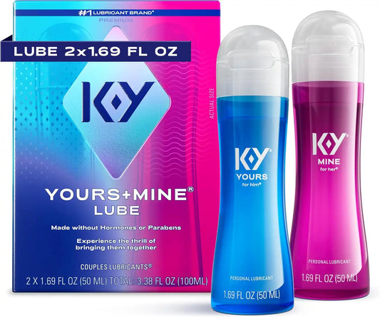 K-Y Yours & Mine Couples Lubricant, Sensorial Personal Lube, 2 x 1.69 FL OZ